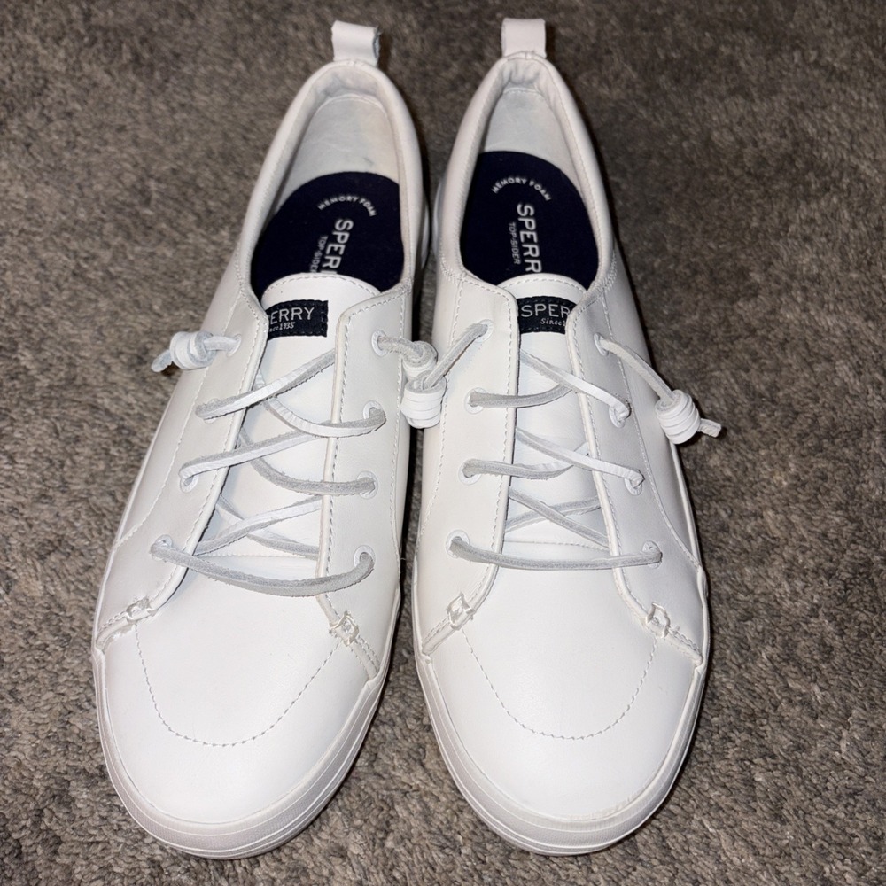 Sperry Top-Sider Women's 12 Crest Vibe White Leather Sneakers STS84423 - Picture 2 of 10